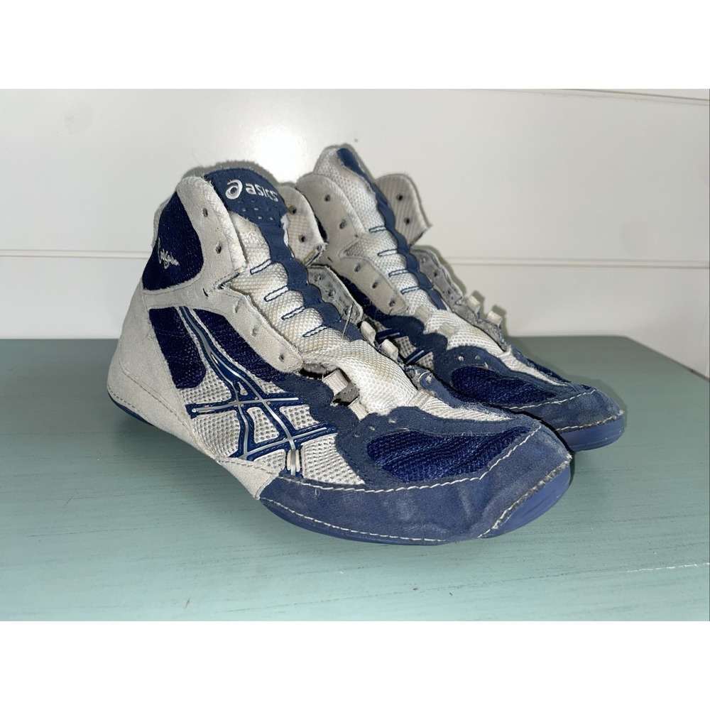 ASICS Cael Sanderson V4.0 Navy White Penn State Wrestling Shoes C235N Mens 7